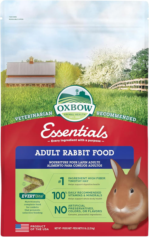 Oxbow Essentials Adult Rabbit Food - All Natural Pellets - Veterinarian Recommended - 5 lb.