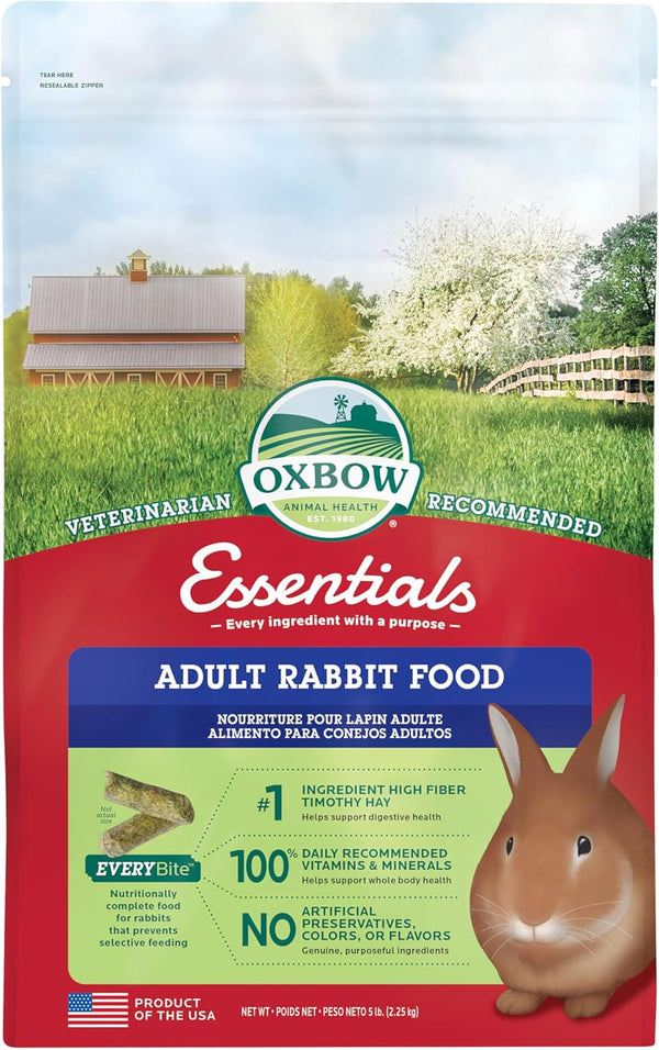 Oxbow Essentials Adult Rabbit Food - All Natural Pellets - Veterinarian Recommended - 5 lb.