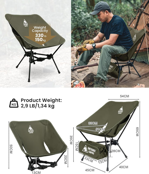 OneTigris Tigerblade Camping Chair - Lightweight Folding Backpacking Chair, Compact Portable 330 lbs Capacity
