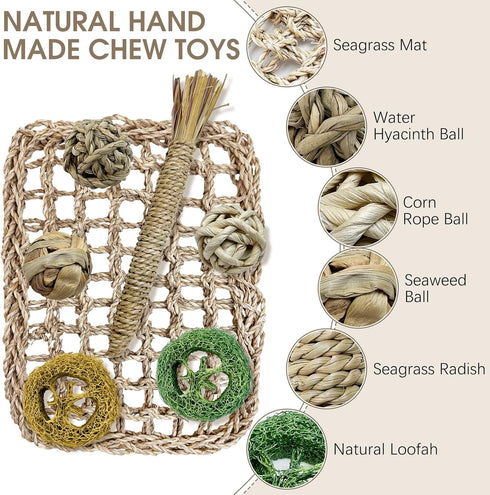 Chinchilla Hamiledyi Rabbit Seagrass Activity Mat Bunny Toy Hanging Rabbit Chew Toys for Teeth Enrichment Toys Seagrass