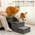 Fhiny 3-Step Dog Stairs with Storage, Non-Slip Foldable Pet Steps for Small Dogs, Grey, Holds up to 160 lbs