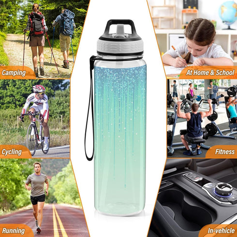 siphylline 30 oz Blue Mint Green Glitter Sparkling Simply Modern Water Bottle Tritan BPA Free Leak Proof non toxic