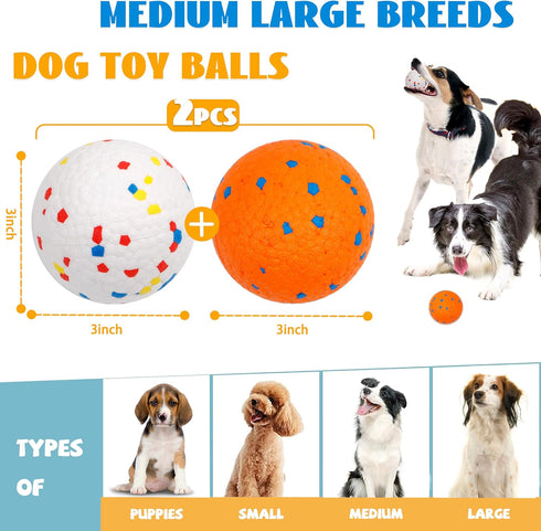 2 Pack 3'' Durable Dog Balls for Aggressive Chewers, Indestructible Floating Balls for Training Fetch