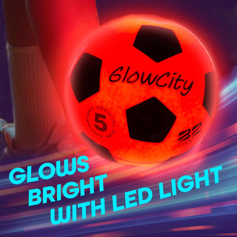 GlowCity Light Up Indoor/Outdoor Soccer Ball with 2 LED Lights - Fun Gift for Teens