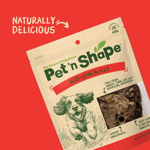 9 Pet 'n Shape Beef Lung Dog Treats Made and Sourced in the USA - Training Treat - Ounce