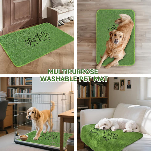 2 Pack 45"48" Homimp Washable Pee Pads for Dogs, Super Absorbent Reusable Puppy Pads,Green Long Wool Fake Grass