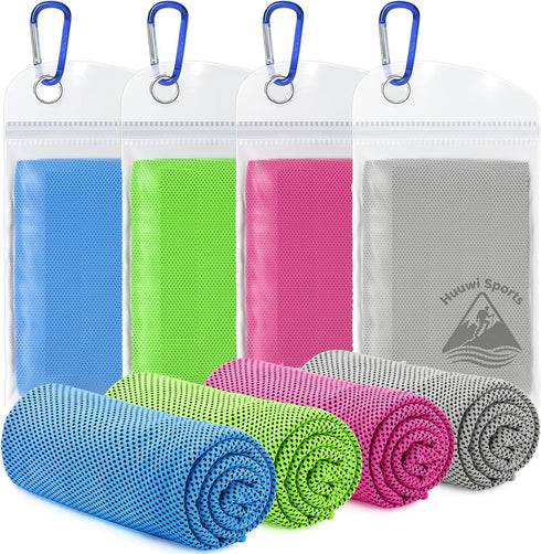 Cooling Towel 4 Pack, 40"x12" Ice Towel for Instant Relief, Microfiber Chilly