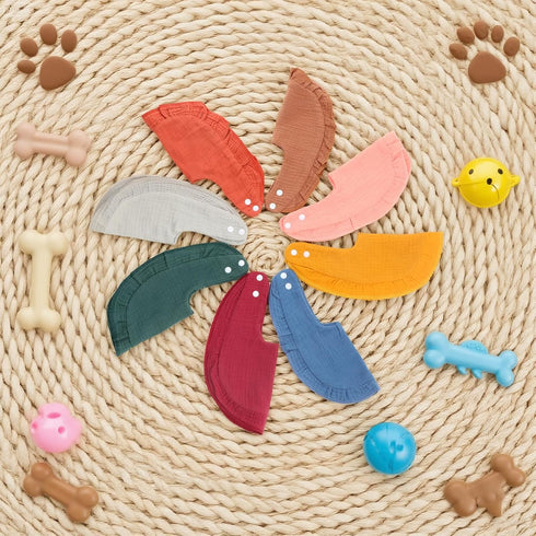 Shinylin 8 Pcs Muslin Cotton Square Bandanas Reversible Pet Bibs Scarf Pet Scarves with Two Snaps Apparel Accessories