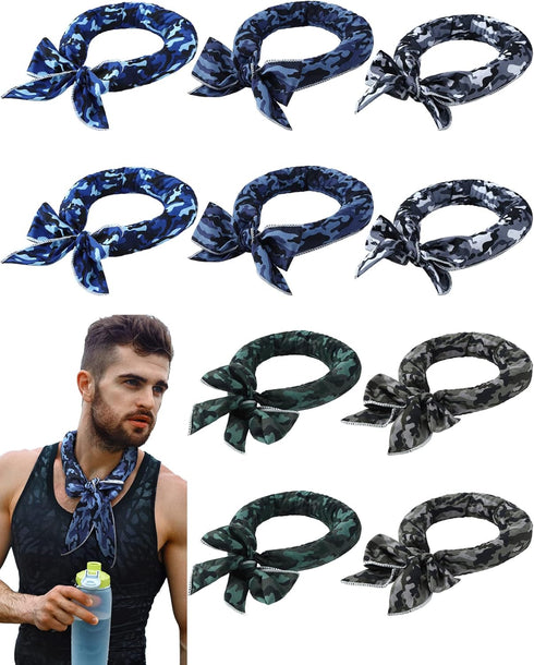 Janmercy 10 Pcs Tie Dye Cooling Neck Wraps - Ice Bandanas for Men Women Camping Running Outdoor Sports