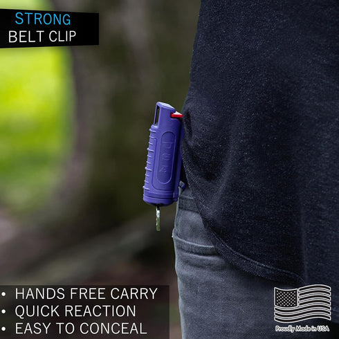 Police Magnum Keychain Pepper Spray Self Defense Belt Clip Holder - 3 Pack Tactical Safety Key Chains