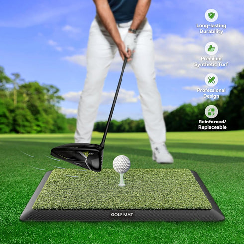 Golf Mat Artificial Turf - Indoor & Outdoor Practice Hitting/Chipping Mat with 3 Replaceable Golf Mats