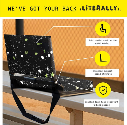 JJETIX Stadium Seat Bleacher Chair for Adults & Kids with Back Support, Cup Holder, Storage Pouch - Foldable