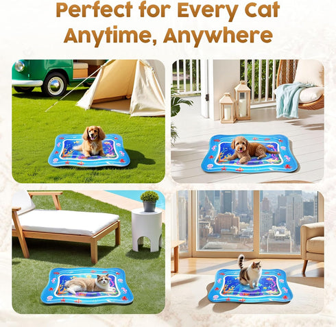Catpick joy 0.7mm Cat Water Mat - Interactive Cat Toys Upgraded Thickened PVC Cooling & Heating Water Bed with Floating