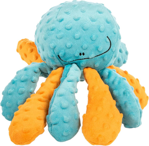 goDog Crazy Tugs Octopus Squeaky Plush Tug Dog Toy with Chew Guard