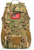 Tactical Military Backpack, Waterproof Black 30L Molle Backpack for Men with Flag Patch