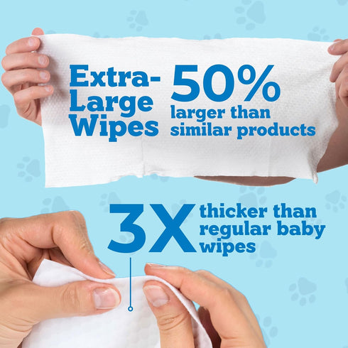 Pets XL Hypoallergenic Pet Wipes, Deodorizing No Bath Cleaning for Dogs & Puppy Grooming, Aloe & Chamomile