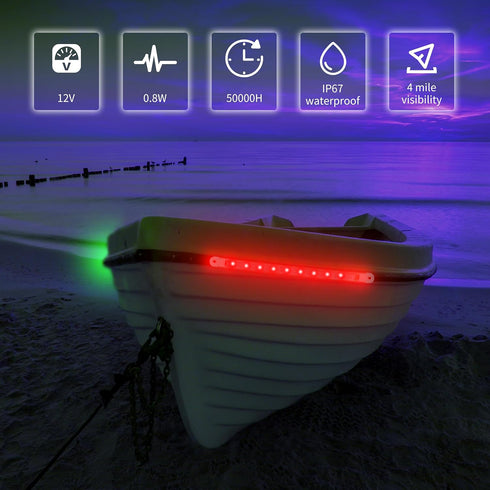 RVZONE Boat Navigation Lights, Boat Red and Green Bow Lights Navigation Lighting for Boats Led Deck Lighting for Night