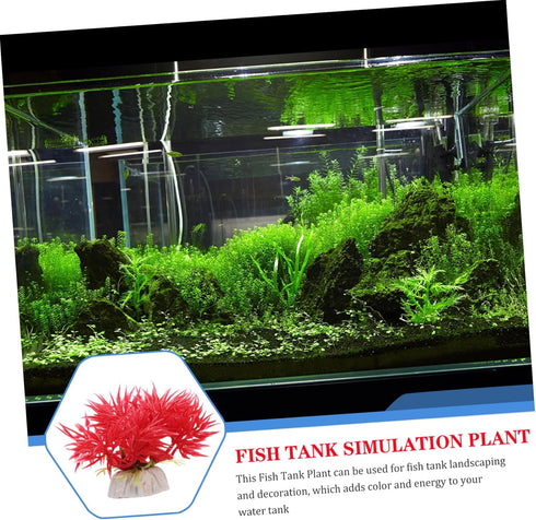 LIOOBO 10pcs Aquarium Decoration Underwater Plant Model Fish Tank Aquatic Plants Desk Top Decor Simulation Aquatic Plant Table Top Decor Plastic Red Fish Tank Supplies Small Fish Tank