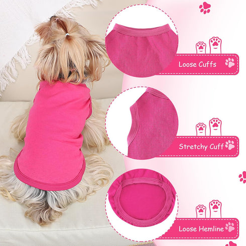 Dog Shirt Vest Clothes for Small Dogs, Summer Solid Stretchy Puppy T-Shirts, Soft Cool Breathable Lightweight Dog