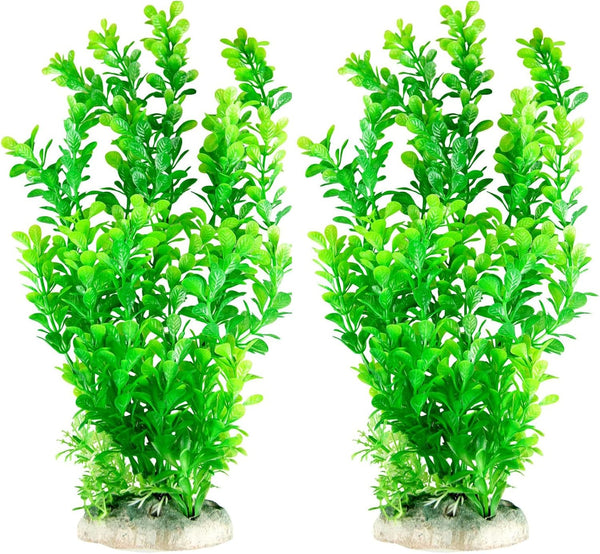 CNZ Aquarium Fish Tank Decoration Ornament, Artificial Plastic Plant 14", 2-pack
