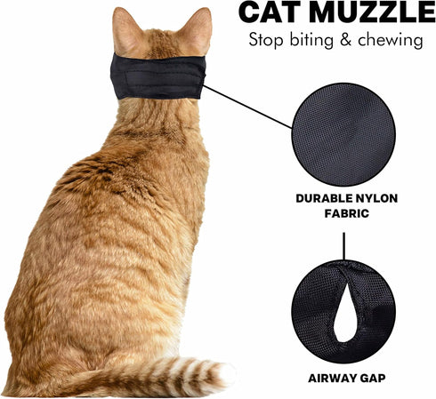 Downtown Pet Supply Cat Muzzle, BLACK, Size Choice or 3 Pack (SMALL, MEDIUM, LARGE)
