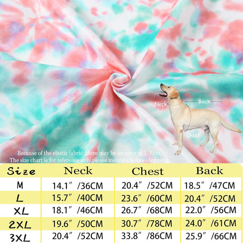 Dog Tie Dye Sleeveless T-Shirt - Green Red Printed Vest Shirt Pajamas for Extra Large Dogs (3X-Large)
