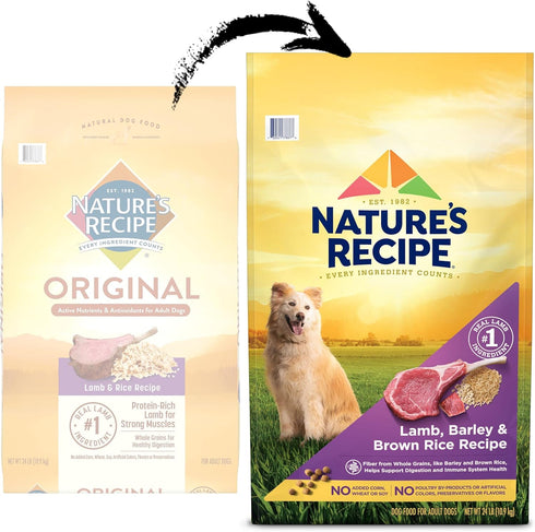Nature's Recipe Lamb, Barley & Brown Rice Recipe Dry Dog Food, 24 lb Bag