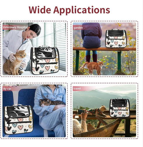 Seamless (1) Baby Pattern with Hearts Pet Carrier Airline Approved Pet Carrier Bag Dog Carrier for Small Medium Cats