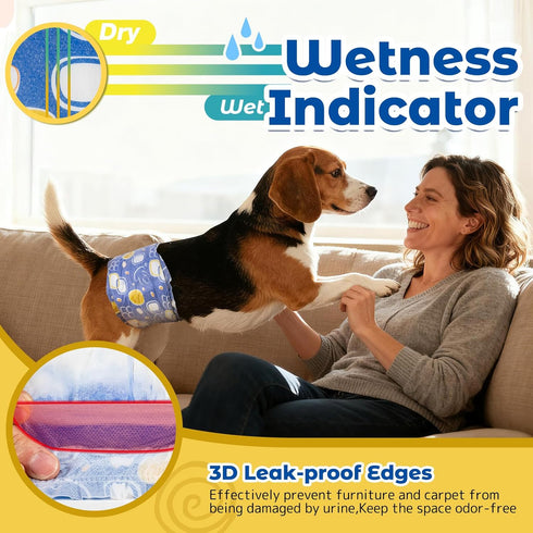 Male,40 Pet Soft Dog Diapers Ct Disposable Male Dog Wraps, Super Absorbent Doggie Belly Band with Wetness Indicator