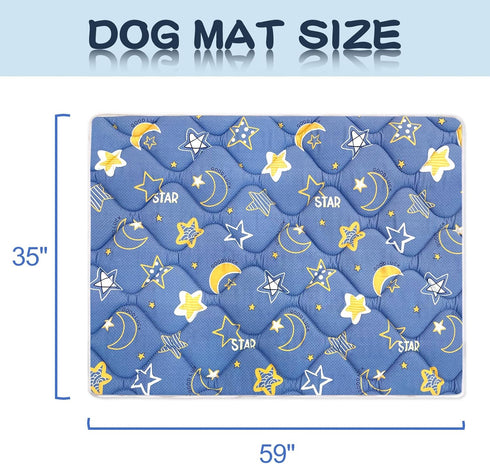 Dog Crate Mat, Ultra Soft Washable Bed Mat with Anti-Slip Bottom, Cute Prints, for Large Medium Small Dogs (59" X 35")