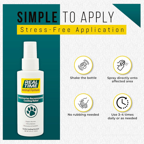 Real Time Pain Relief Pet Formula - 4oz Spray Bottle | Vet Recommended with 16 Natural Ingredients Including Menthol,