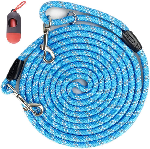 Codepets Long Rope Dog Leash for Training, 12FT 20FT 30FT 50FT, Reflective Threads for Large Medium Small Dogs (Blue,