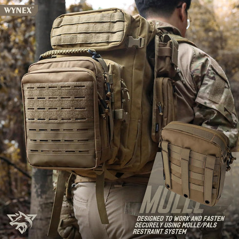 WYNEX Tactical Molle Admin Pouch, Large Capacity Utility EDC Pouch Organizer with Medical EMT Attachment