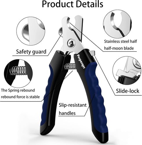 Dog Nail Clippers with Safety Guard, Professional Grooming Tool for Small Medium Large Dogs