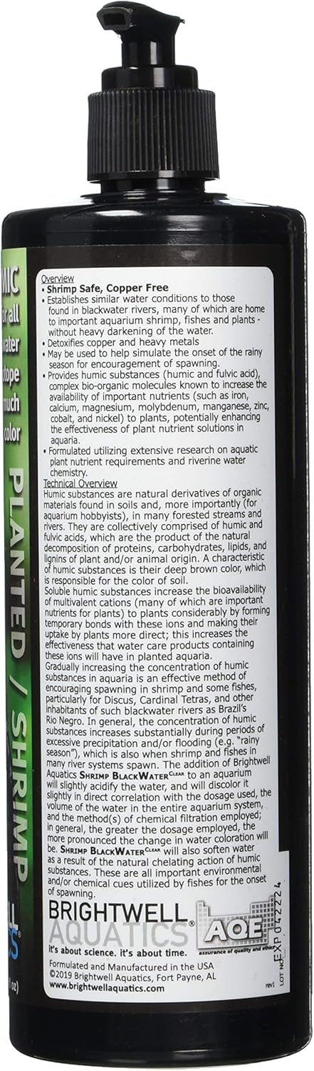 Brightwell Aquatics Blackwater Clear - Humic Substance Liquid for Shrimp and Freshwater Planted Aquariums, 500-ml