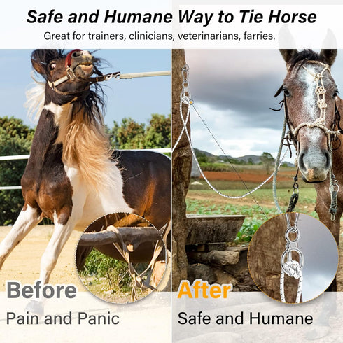 Horse Tie Ring, Safe Horse Accessories, Humane Way Tie Ring with Eye Bolt and Quick Snap