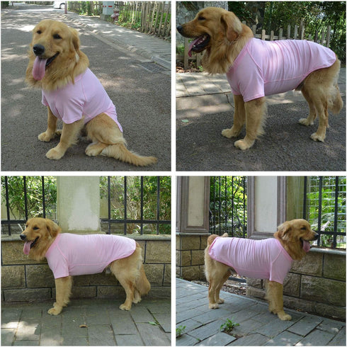 Lovelonglong Pet Clothing - Dog Costumes Basic Blank T-Shirt Tee Shirts for Medium Large Dogs, Pink XXXL