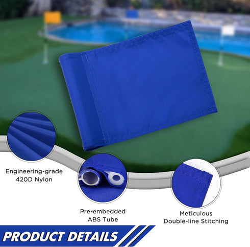 KINGTOP Solid Golf Flag, 8x6 Inch - 420D Nylon, Mini Putting Green Flags for Backyard Practice