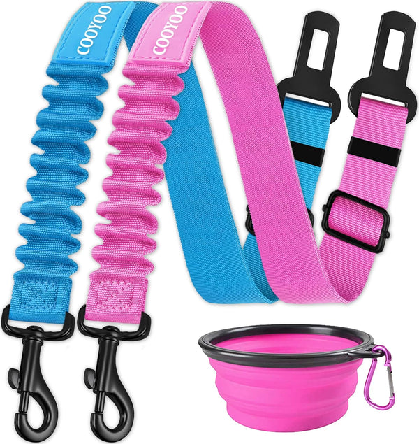 COOYOO Dog Seat Belt - 3 Piece Set Adjustable Retractable Car Harness for Pet Safety