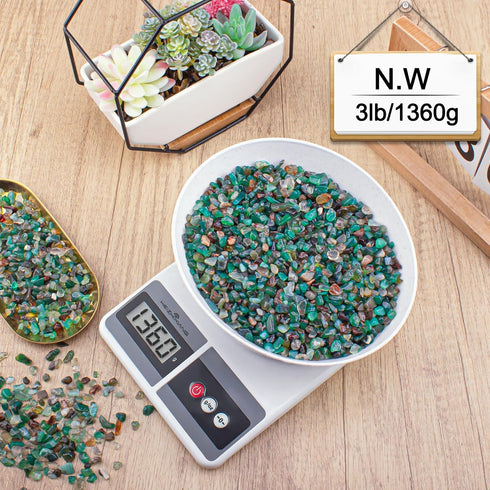 EZEELAI 3 Lb Green Agate Crushed Stone Crystal Chips Bulk, Natural Polished Aquarium Stones Pebbles Irregular