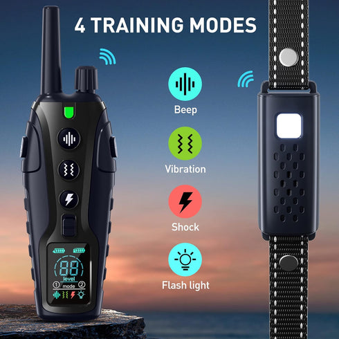 Dog Shock Collar with Remote, 4000FT Waterproof e Collar, Adjustable Pitch Beep Vibration Safe Shock, Keypad Lock