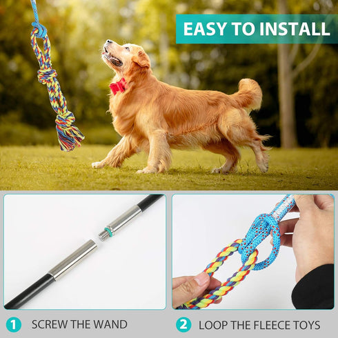 Flirt Pole for Dogs Pet Teaser Wand Outdoor Interactive Pet Dog Flirt Pole Training Exercise Rope Toy for Small Medium