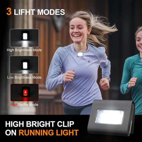 Yzoni 2Pack Running Lights, Safety Light with Strong Magnetic Clip for Night Running, Walking, Camping, Hiking