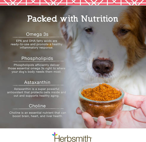 Herbsmith Pure Krill: Wild-Caught Antarctic Krill, Just 1 Ingredient, Omega 3s for Dogs, 75g