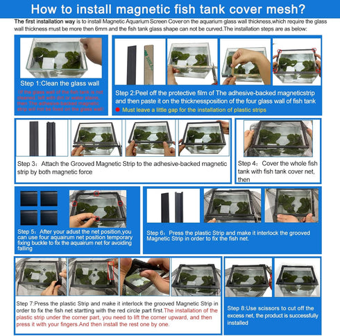 Magnetic Aquarium lid Fish Tank Hood top Cover Anti-Jumping net Cover mesh to Protect Fish Jumping Out of Fish Tank
