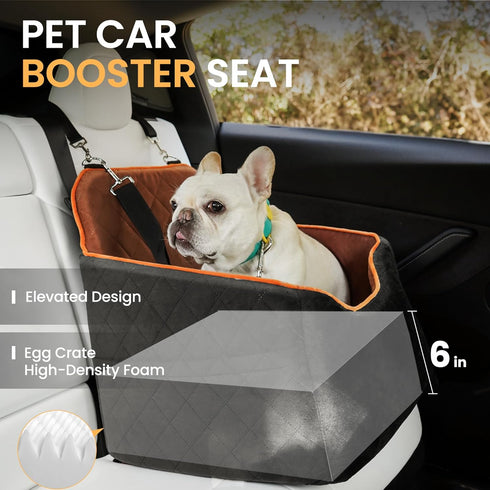 30lb, Dog Car Seat for Small Dog with Washable Mat, Memory Foam Booster Seat for Dogs Under Elevated Pet Seat