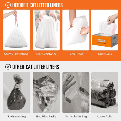 HEIDBER 100 Pack-Robot 3 4 Drawstring Cat Litter Box Liners Litter Liner Bags for Robot and Cleanpethome/PETKIT PuraX