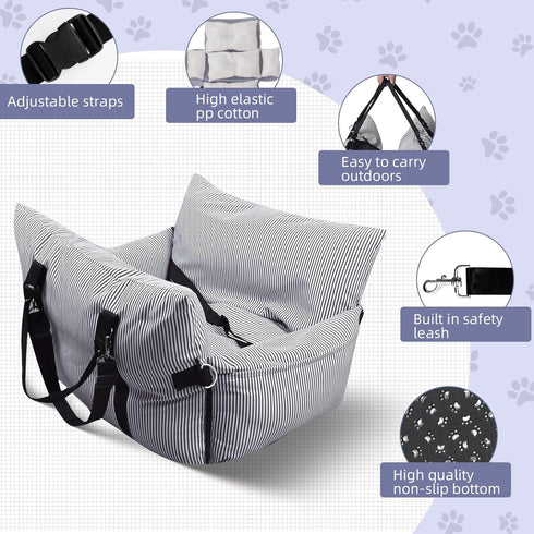 Novelledo 30 lbs,Portable Dog Car Seat for Medium/Small Dogs,Pet Car Seat Travel Bed Detachable Washable Dog Booster