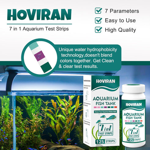 7 in 1 Aquarium Test Strips, 125 Count for Freshwater, Saltwater, Pond Water Testing Kit