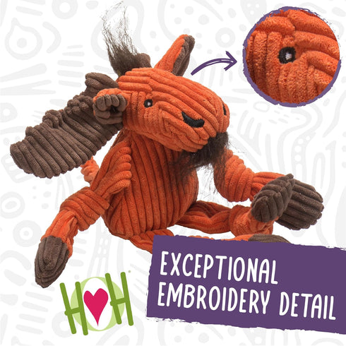 HuggleHounds Knottie Plush Dog Toy, Squeaky Stuffed Animal Toy for Small, Medium & Large Dogs, Rainbow Elephant